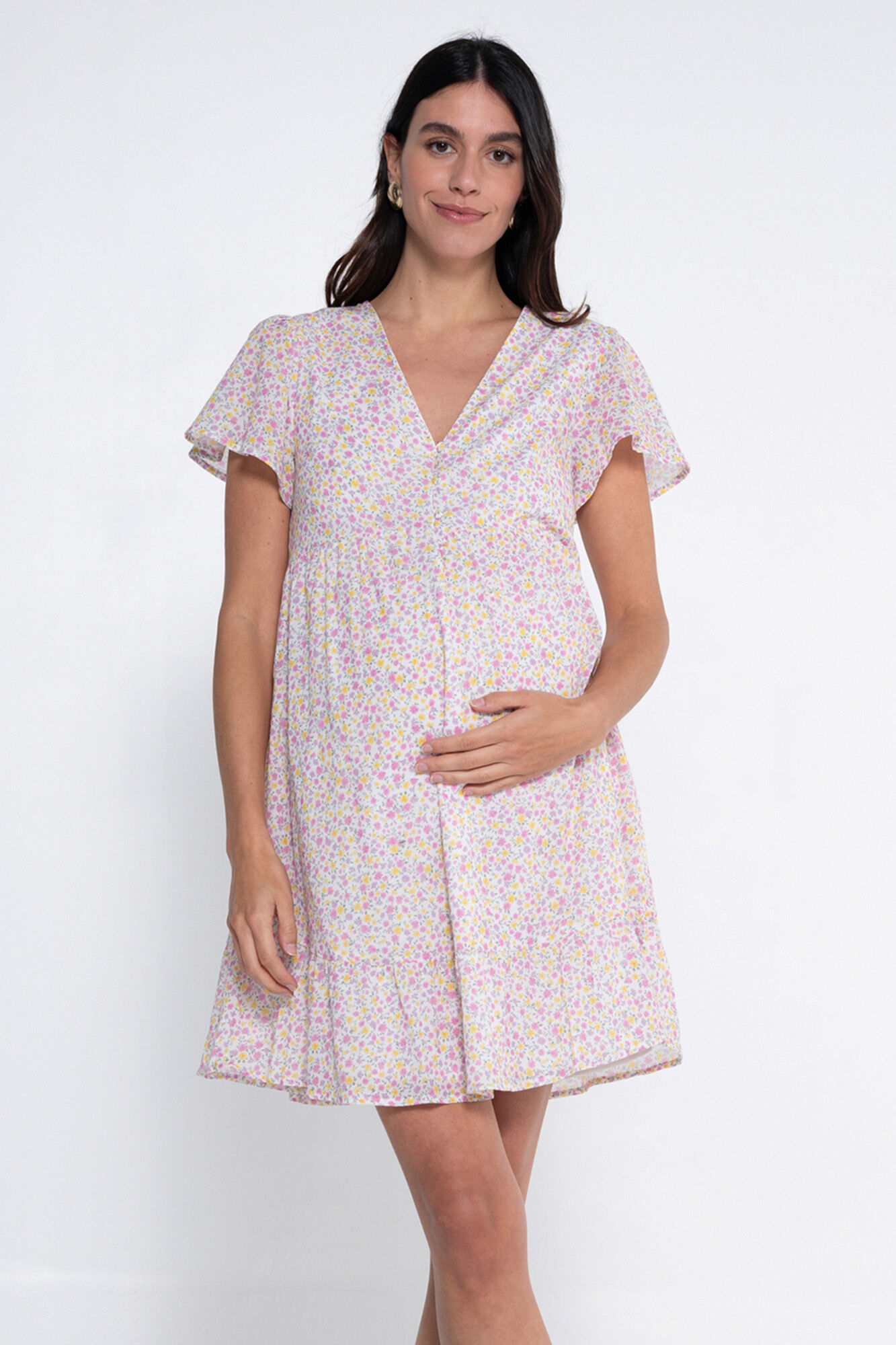 Ohma! Vestido de amamenta&ccedil;&atilde;o estampado com bot&otilde;es