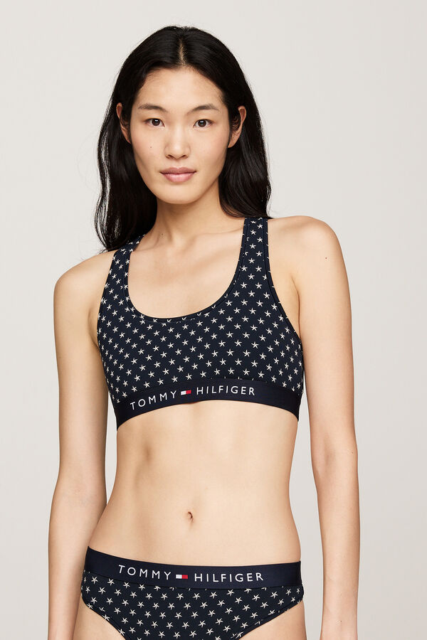 Tommy Jeans Bralette de espalda deportiva sin relleno estampado