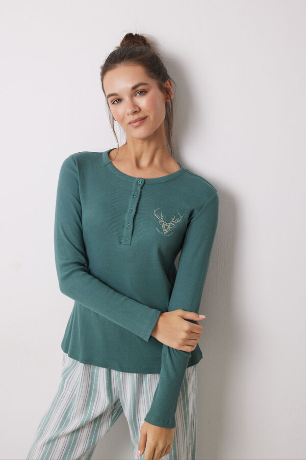 Women'secret Pijama 100% algod&oacute;n rayas Harry Potter verde