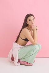 HI&BYE Suti&atilde; triangular de algod&atilde;o preto com copas remov&iacute;veis preto