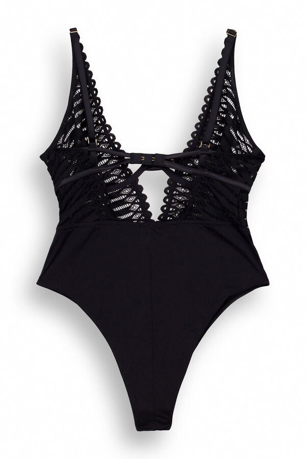 Women'secret Body halter encaje y microfibra negro negro