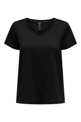 Only Play Camiseta de manga manga curta com gola em V e tecido com efeito água preto