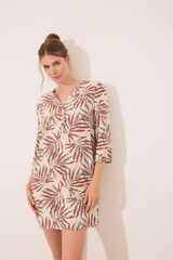 Women'secret Camisola corta estampado hojas marfil