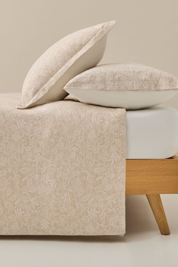 Textura Capa de edredão com estrutura floral bege