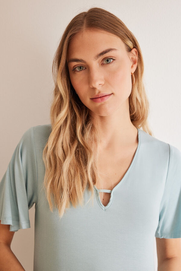 Women'secret Camisa de dormir azul Ecovero&trade; verde