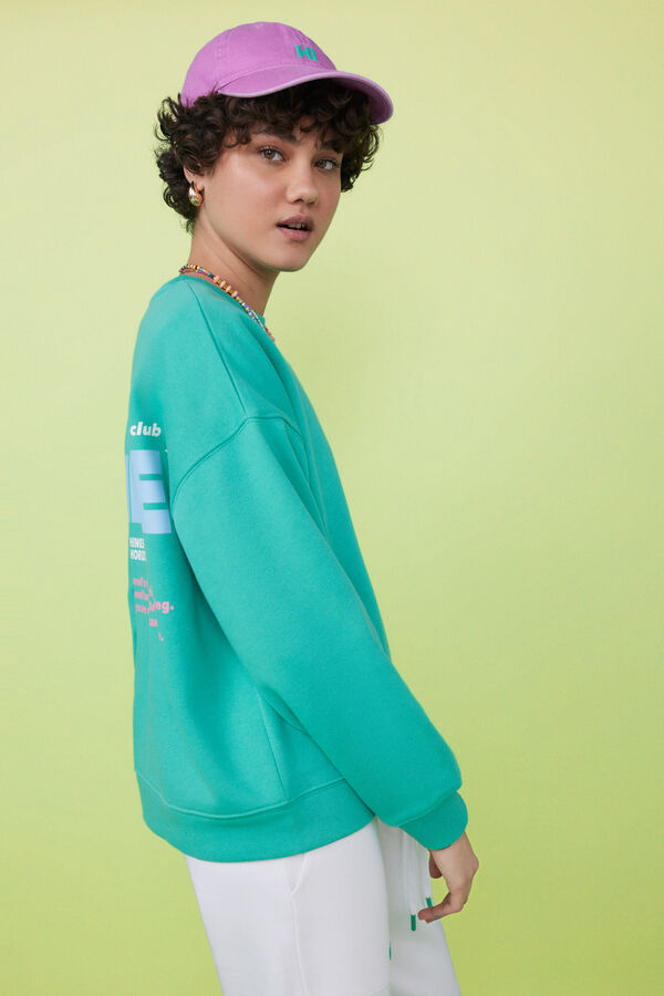 HI&BYE Sudadera felpa verde logo  verde