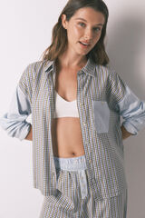 Women'secret Pijama largo camisero cuadros y topos estampado