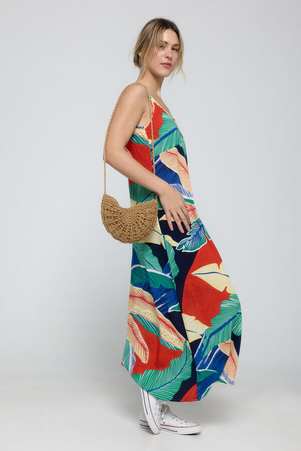 Pieces Vestido comprido estampado vermelho