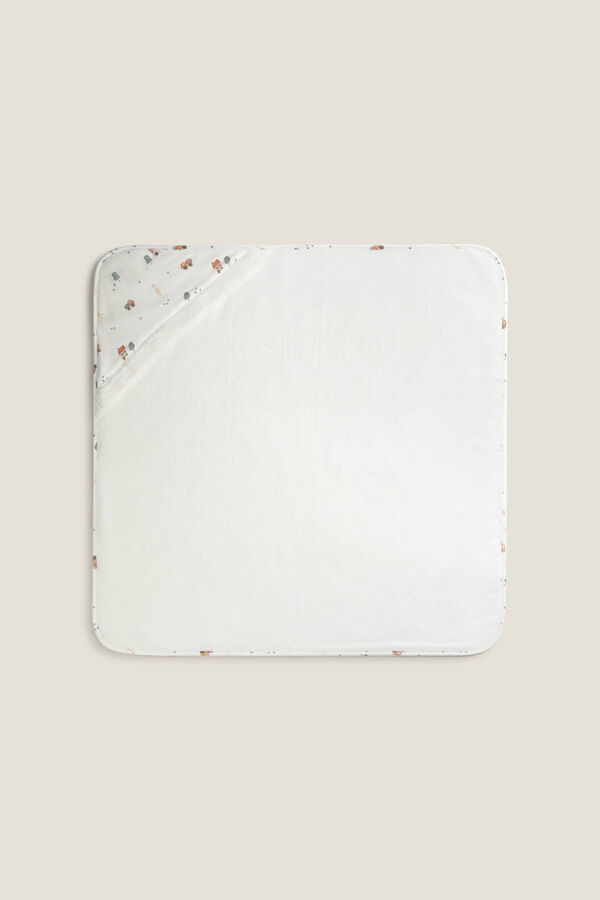 Textura Toalla capucha estampado casitas blanco
