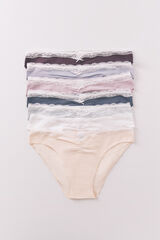 Women'secret Pack 7 bragas cl&aacute;sicas encaje y lazo blanco