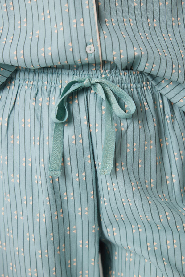 Women'secret Pijama camisero largo franela azul estampado