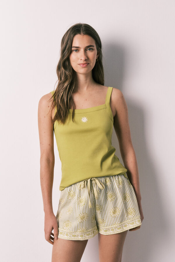 Women'secret Pijama curto de al&ccedil;as verde verde