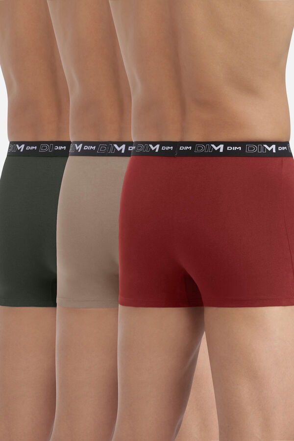 DIM Pack de 3 boxers algod&oacute;n el&aacute;stico en varios colores verde