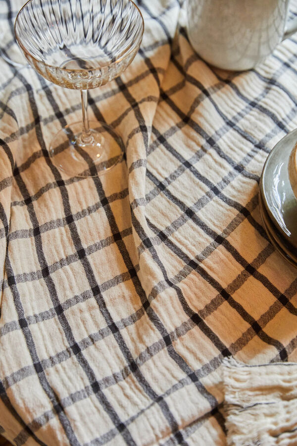 Calma House Toalha de musselina aos quadrados cru Piazze estampado