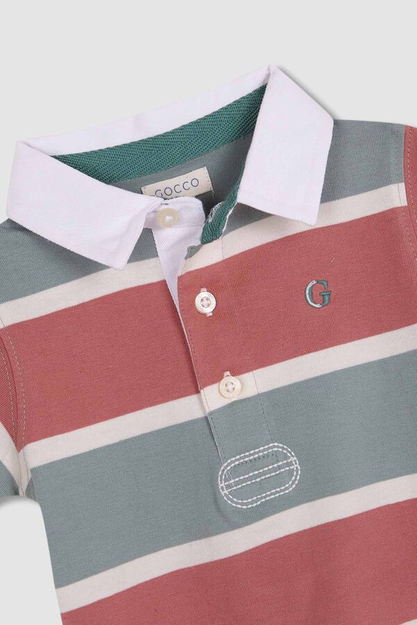 Gocco Polo de rayas tricolor verde verde