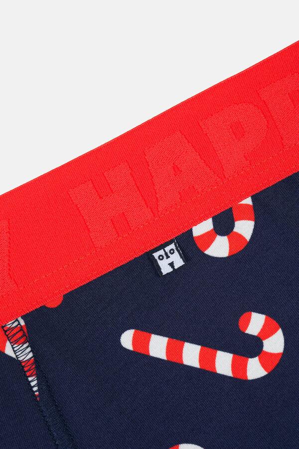Happy Socks B&oacute;xer corto bast&oacute;n caramelo Navidad azul