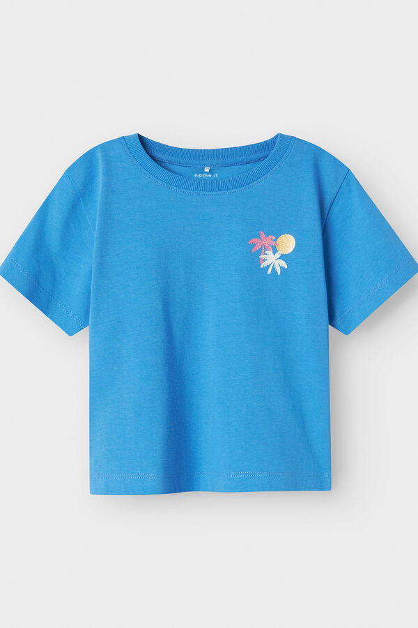 Name it Camiseta manga curta 100% algodão azul