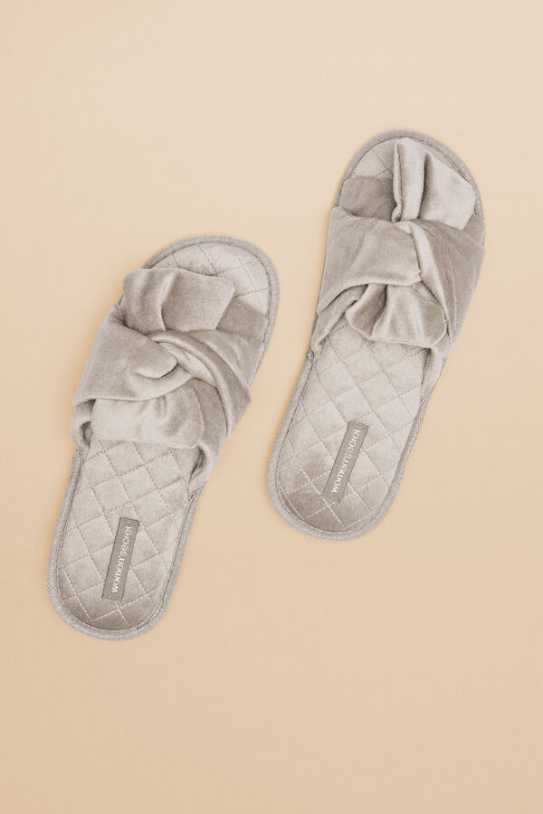 Women'secret Chinelos veludo cinzento cinzento