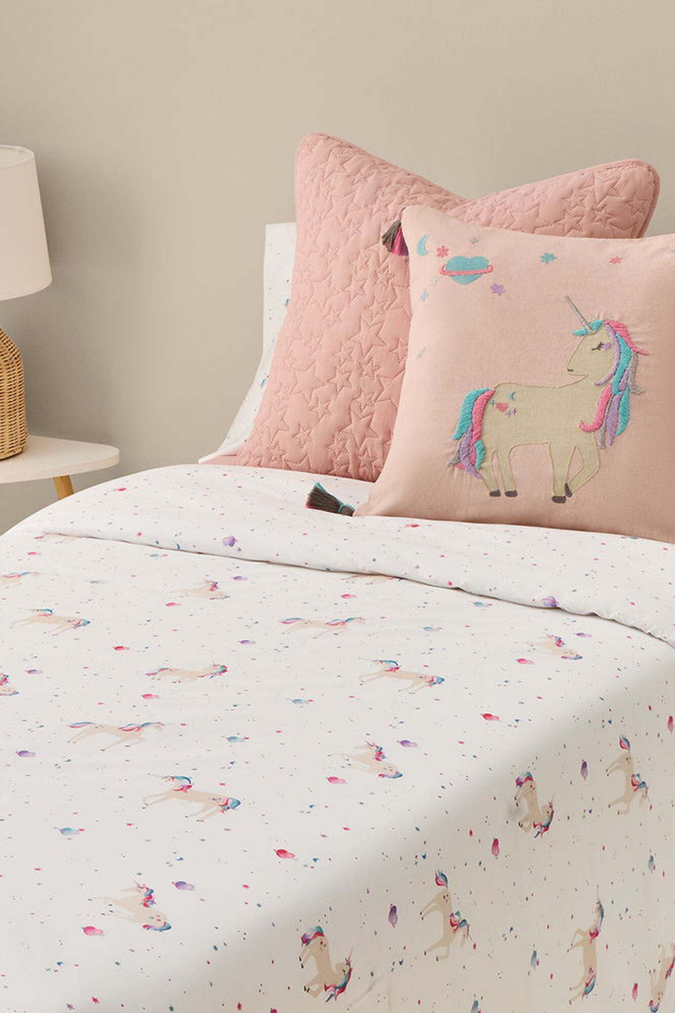 Textura Funda n&oacute;rdica algod&oacute;n unicornios