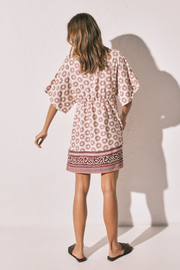 Women'secret Vestido t&uacute;nica curta estampado boho gren&aacute; castanho