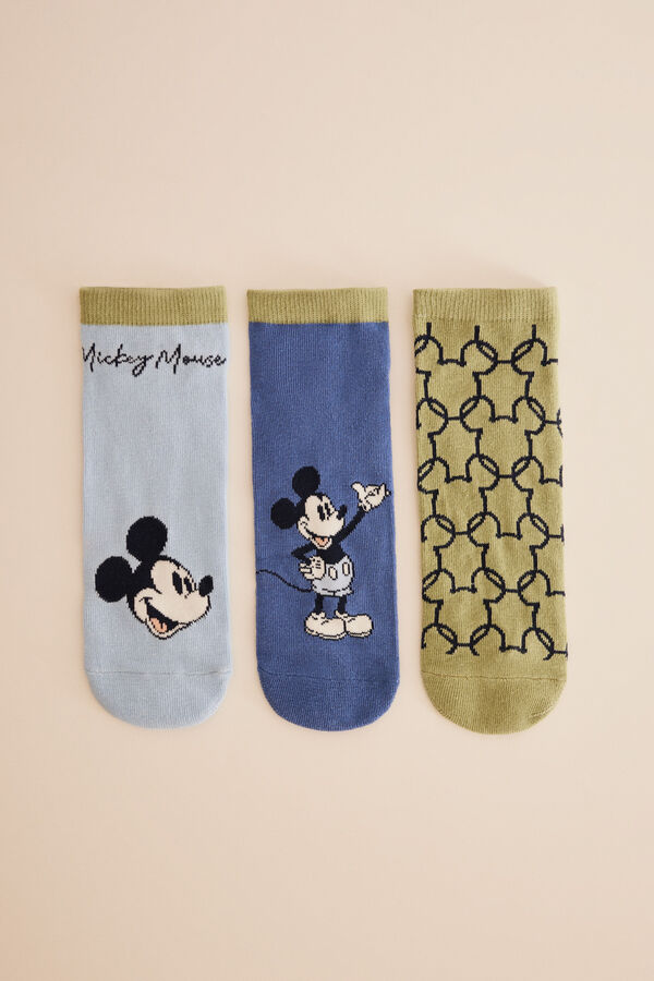 Women'secret Pack 3 pares meias curtas algod&atilde;o Mickey estampado