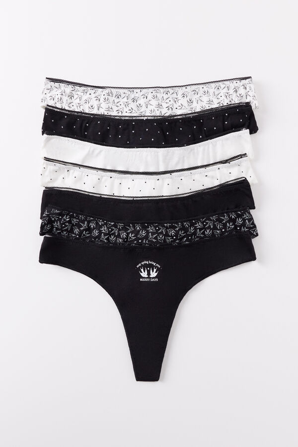 Women'secret Pack 7 tangas algod&oacute;n lisas y estampadas B&W estampado