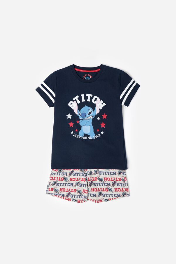 Admas Pijama curto Stitch university azul