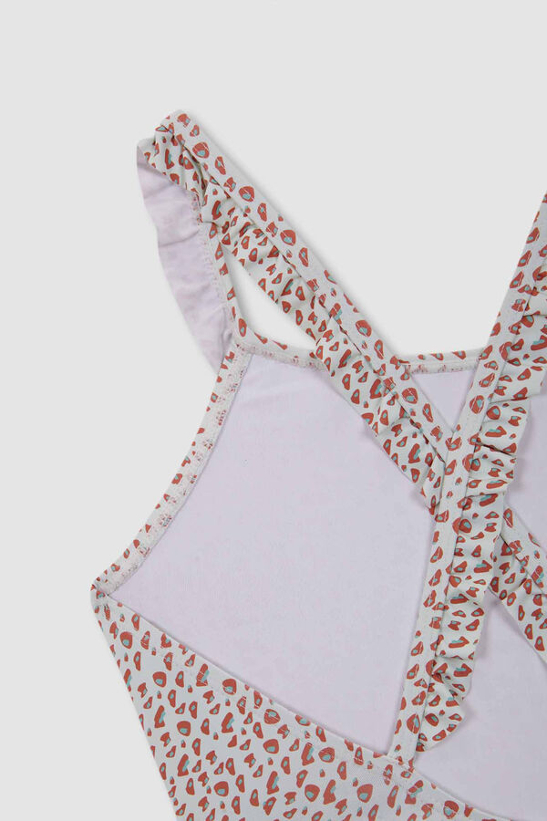 Gocco Fato de banho estampado animal print rosa borgonha