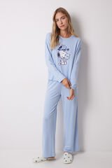 Women'secret Pijama largo Snoopy azul rayas azul