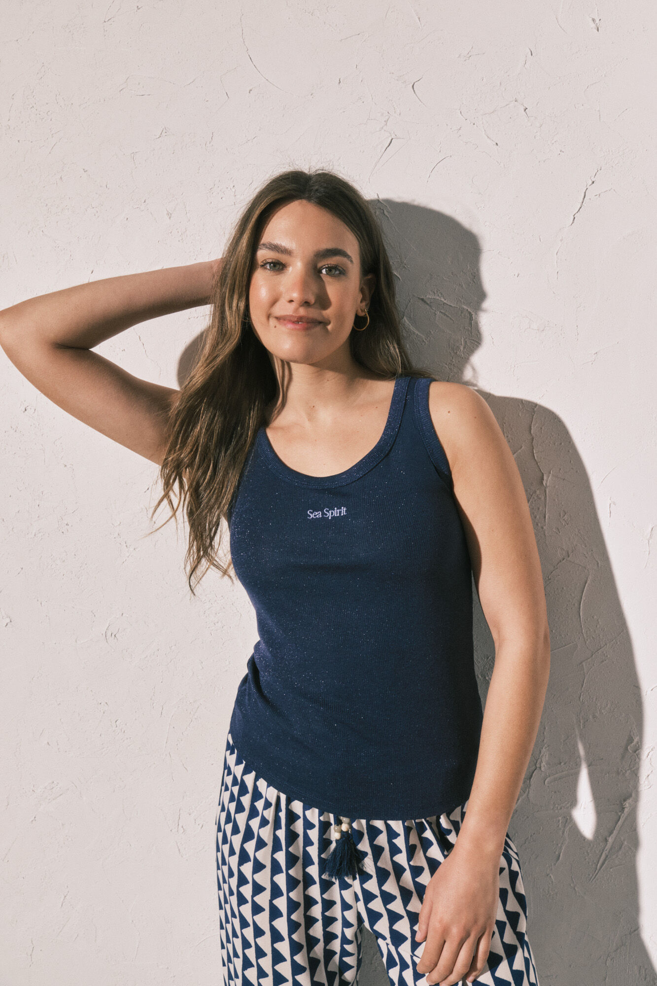 Women'secret Camiseta tirantes canal&eacute; lurex azul navy