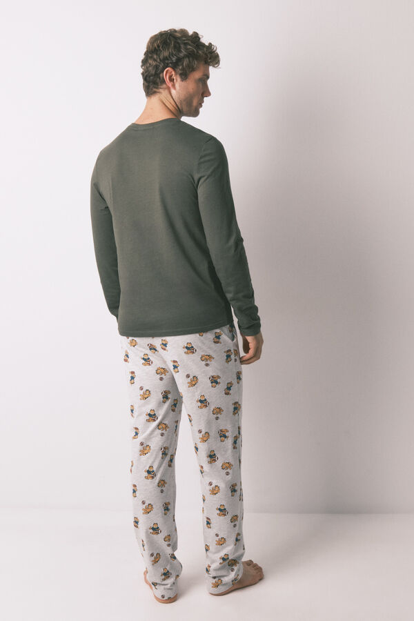 Women'secret Pijama largo hombre 100% algod&oacute;n "Garfield" kaki