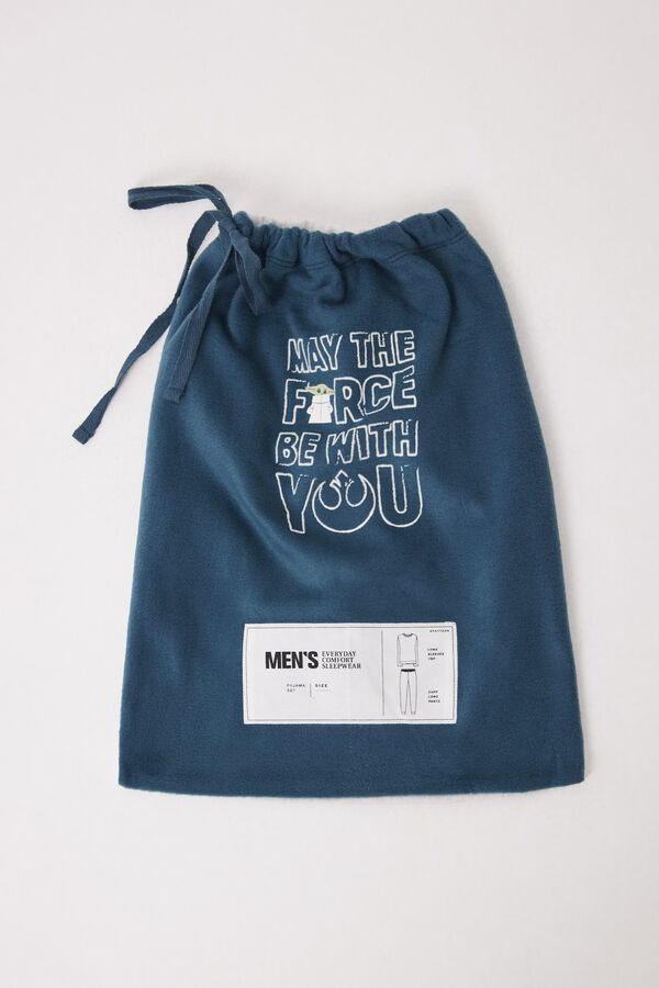 Women'secret Pijama largo hombre polar "Grogu" azul