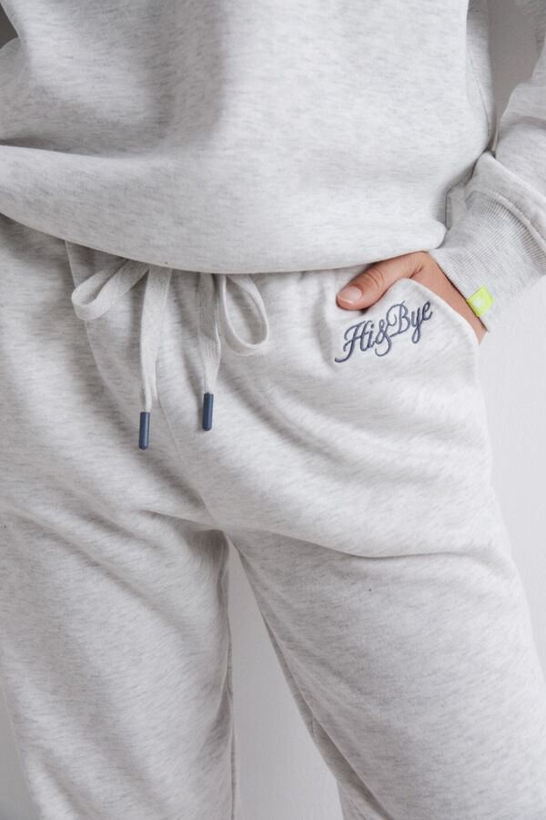 HI&BYE Pantal&oacute;n jogger felpa algod&oacute;n gris oscuro gris