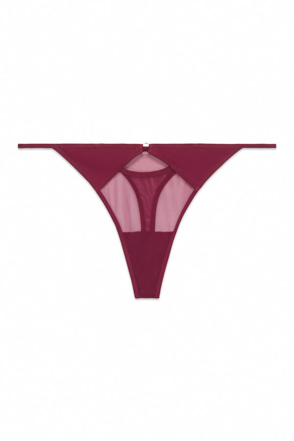 Women'secret Tanga tul microfibra vino burdeos
