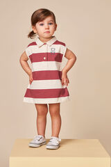 Gocco Vestido polo riscas rosa vermelho