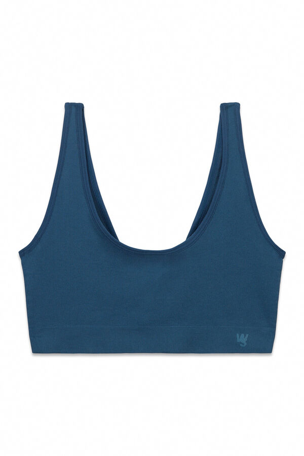 Women'secret Top liso sem costura azul azul