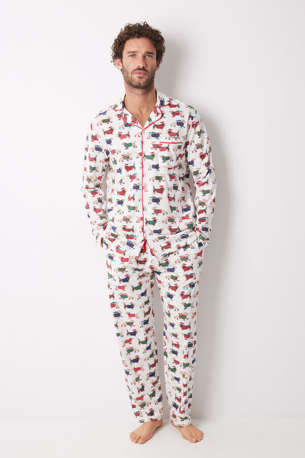 Women'secret Pijama masculino com camisa colorida para cachorro 100% algod&atilde;o estampado