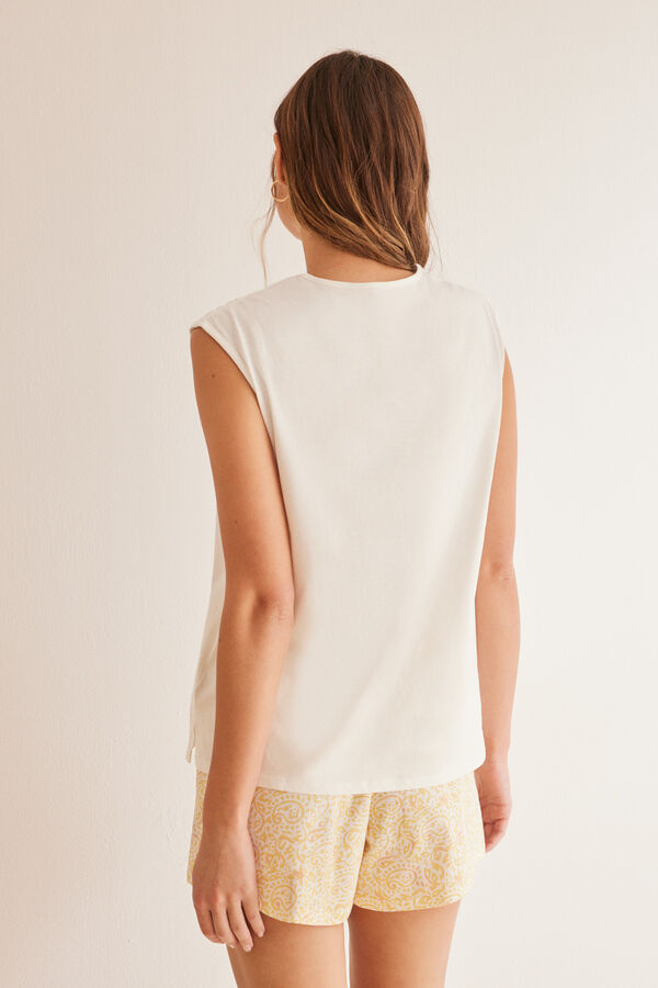 Women'secret Pijama curto algod&atilde;o paisley  bege