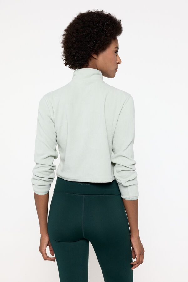 Only Play Sweatshirt cropped com gola com fecho-&eacute;clair azul