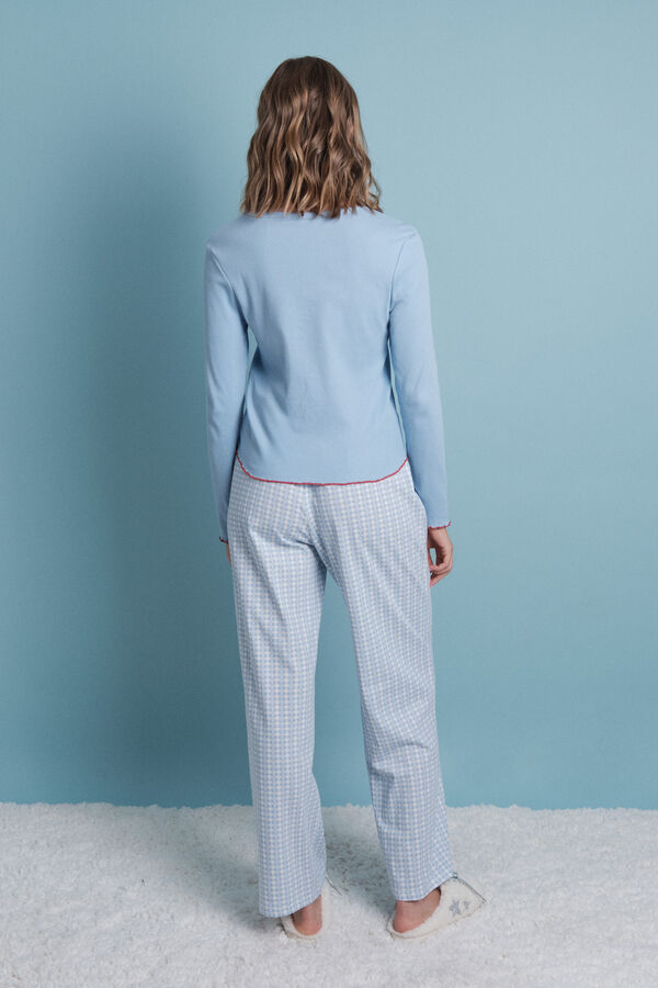 HI&BYE Pijama comprido com xadrez azul  azul