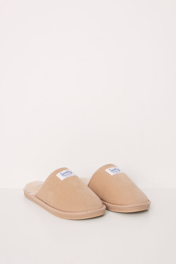 Women'secret Zapatillas casa destalonadas pana beige beige