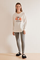 Women'secret Pijama 100% algod&oacute;n Snoopy legging marfil