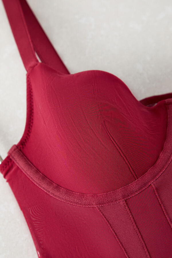 Trendyol Body rojo con detalles microtul burdeos