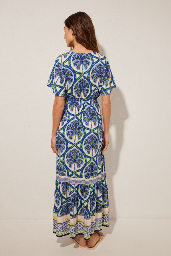 Women'secret Vestido maxi estampado tropical estampado