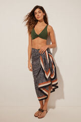 Women'secret Pareo largo multifuncional estampado &eacute;tnico negro