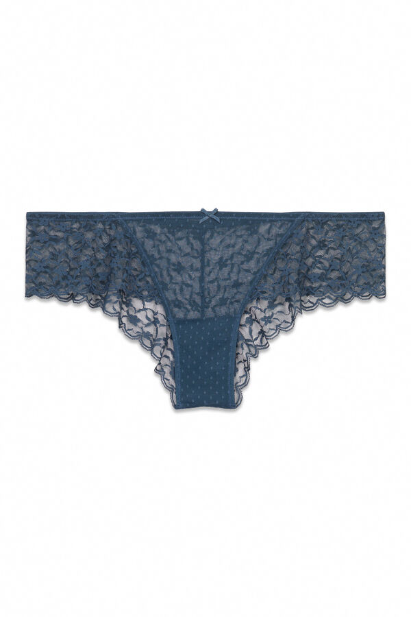 Women'secret Cueca brasileira larga de renda verde verde