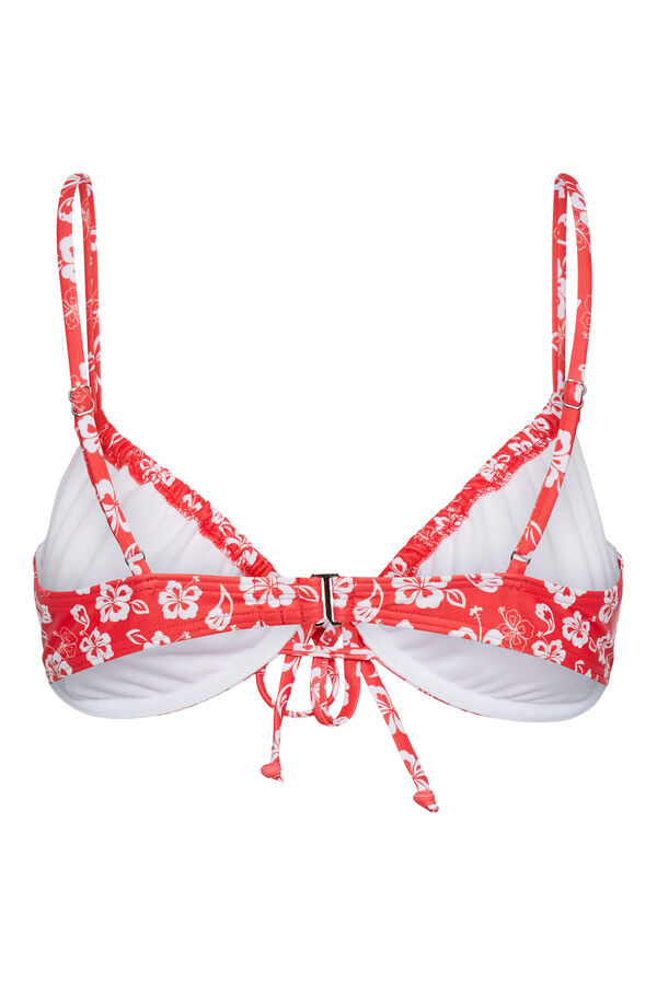 Pieces Top biquíni push up com estampado floral. vermelho