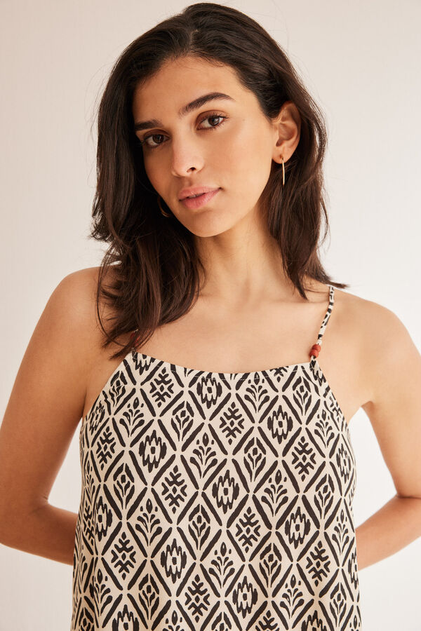 Women'secret Vestido comprido estampado &eacute;tnico preto