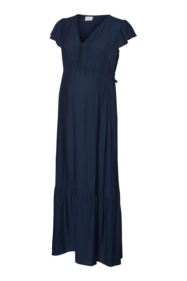 Mamalicious Vestido longo para maternity e amamentação azul