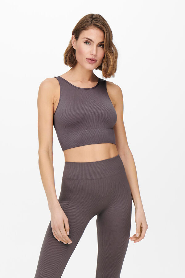 Only Play Top tecido canelado cinzento